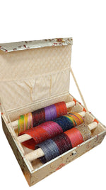 Beautiful 12-Color Floral Glass Bangle Set – Vibrant Traditional Elegance