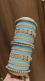 Royal Purple Bridal Stone & Pearl Bangle Set – Elegant Wedding Collection