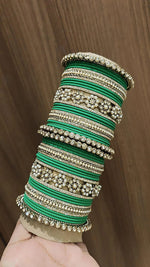 Royal Purple Bridal Stone & Pearl Bangle Set – Elegant Wedding Collection