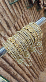 Moti Jhumar Stone Necklace Set with Elegant Copper Touch - Libasaa.com