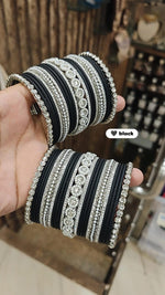 Elegant Moti Silver Stone Diamond Bangles – Timeless Grace for Every Occasion - Libasaa.com