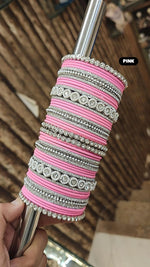 Elegant Moti Silver Stone Diamond Bangles – Timeless Grace for Every Occasion - Libasaa.com