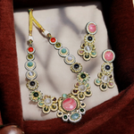 Celebrity AD Jewellery Set With Necklace Earrings, Celebrity CZ Necklace, Celebrity AD Jewllery Set, AD Earrings Set, CZ Neckklace Set