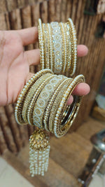 Wedding Touch Look Bridal Bangles Set | Indian Jewellery | Copper Gold Shadow Stone Touch Look Bridal Bangle Set | Premium Indian Bangles Set for Weddings & Festive Wear