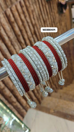 Stone Set with Beautiful Matte Metal Bangles Set | Bridal Bangle Set | Indian Bangles Set | Indian Jewellery