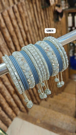 Stone Set with Beautiful Matte Metal Bangles Set | Bridal Bangle Set | Indian Bangles Set | Indian Jewellery