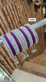 Stone Set with Beautiful Matte Metal Bangles Set | Bridal Bangle Set | Indian Bangles Set | Indian Jewellery