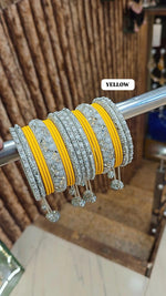 Stone Set with Beautiful Matte Metal Bangles Set | Bridal Bangle Set | Indian Bangles Set | Indian Jewellery