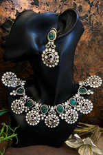 Intricate Floral Polki Choker Earrings Set, Bridal Polki Necklace Earrings Set, Wedding Polki Jewelry Collection, Polki Earrings Set