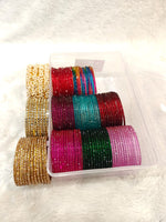 Full Combo Bangle Box | 8 Dozen Raindrop Bangles, Moti Lariya Kada, Kundan & Diamond Stone Glass Bangles | Indian Jewellery Bangle Combo Set