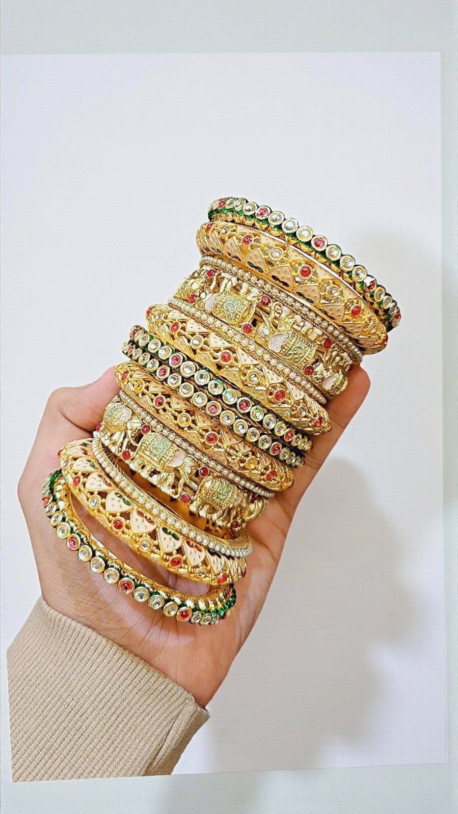 Indian Rajwadi Elephant Bridal Bangle Set | Traditional Indian Jewellery Rajwadi Bangles Set