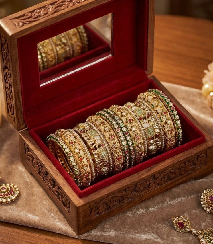 Indian Rajwadi Elephant Bridal Bangle Set | Traditional Indian Jewellery Rajwadi Bangles Set