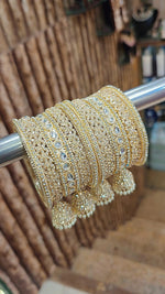 Indian Jhumki Copper & Golden Silver-Touch Stone Bridal Bangle Set | Indian Jewellery Traditional Bangles Set