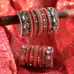 Bridal Red Chura with Ambi-Shaped Kundan Kada Set | Indian Jewellery Bridal Bangle Set | Traditional Indian Bangles