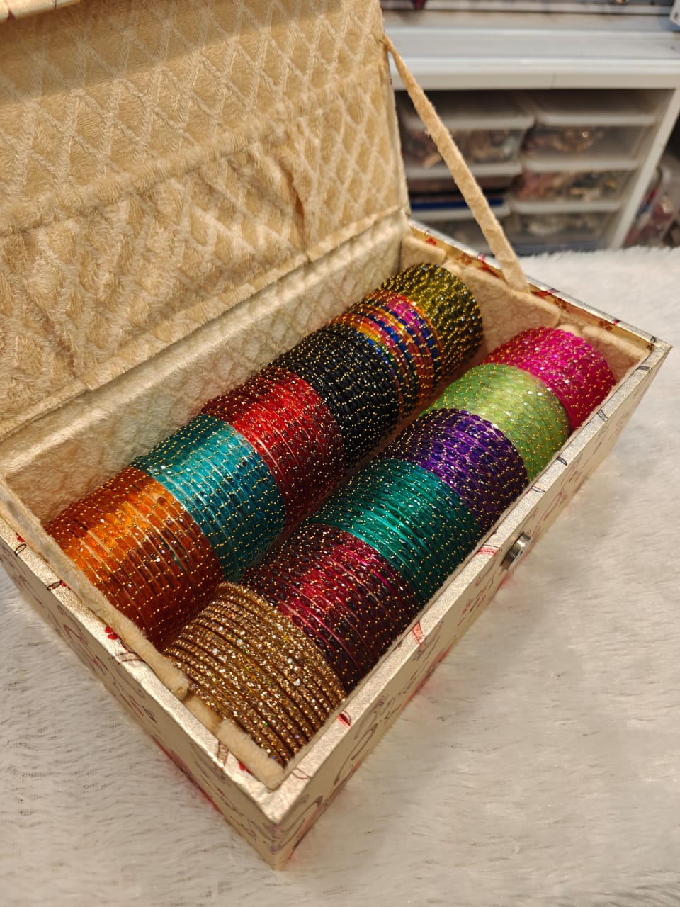 Rain Drop Glass Bangles Set – 12 Dozen (12 Colours) | Indian Bangles Bangle Bunch Set | Indian Jewellery