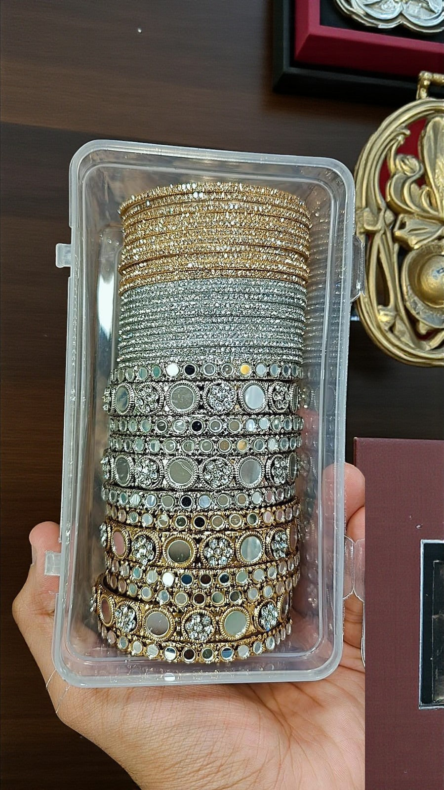 Mirror Side Stone Bangles Combo Set | Bridal Indian Jewellery Bangle Set | Traditional Indian Bangles Set