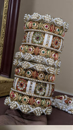 Royal Kundan Pearl Bridal Chura Bangle Set with Meenakari Work in Gold Finish | Indian Jewellery Bridal Bangles Set