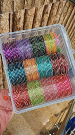 Bindi Glass Bangles Set – 12 Colours Combo Box with 12 Dozen Packing | Indian Bangles Bulk Pack
