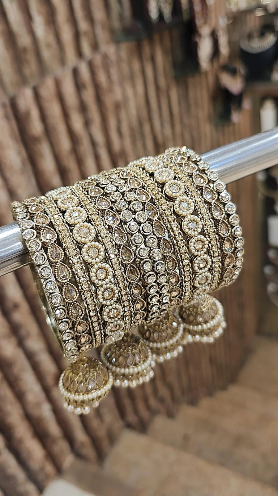 Indian Jewellery Bridal Bangle Set – Indian Jhumki Ad Stones Bangles Set for Wedding & Festive Wear