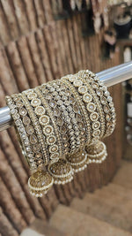 Indian Jewellery Bridal Bangle Set – Indian Jhumki Ad Stones Bangles Set for Wedding & Festive Wear