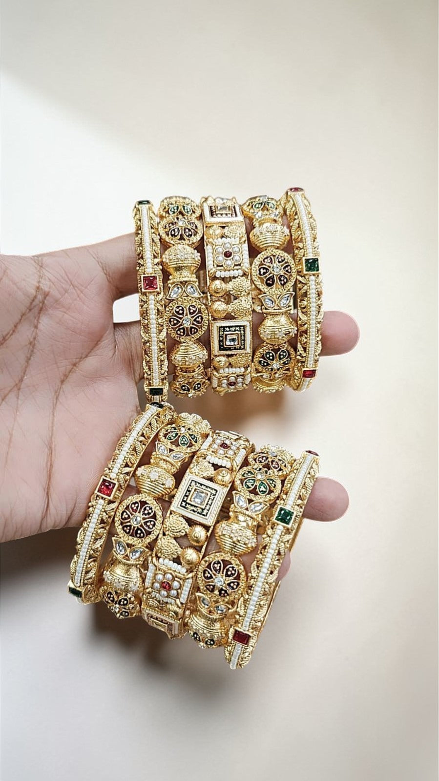 Rajwadi Meena Moti Kundan Stone Touch Bridal Bangle Set – Traditional Indian Jewellery Bangles Set