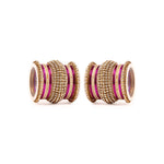 Pink & Gold Bridal Bangles Set for Women Traditional Kundan Stone Studded Wedding Chooda Set of 2 Colored Chakri Shining Bangle Set Festive & Party Wear Jewellery