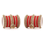 Bridal Bangles Set Jhumki Bangle Set Studded with Pearls Gold Plated Set Of 2 Traditional Wedding Chooda Set & Festive Jewellery for Women