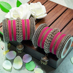 Bridal Bangles Set Jhumki Bangle Set Studded with Pearls Gold Plated Set Of 2 Traditional Wedding Chooda Set & Festive Jewellery for Women