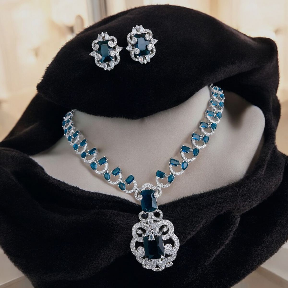 Wedding CZ Necklace Earrings Pakistani Jewellery Set, Pakistani Wedding Jewelry, Pakistani AD Necklace Set, Pakistani CZ Choker Set, Bridal Jewellery, Indian Necklace CZ Jewellery Set