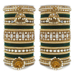 Designer Mirror & Velvet Bridal Bangle Set with Jhumki | Traditional Indian Wedding Chuda Set for Women