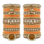 Designer Mirror & Velvet Bridal Bangle Set with Jhumki | Traditional Indian Wedding Chuda Set for Women