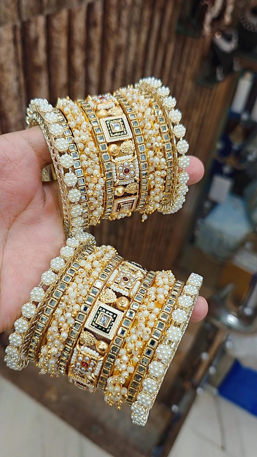 Royal Rajwadi Kundan & Pearl (Moti) Bridal Bangle Set | Indian Wedding & Festive Wear Chuda Collection