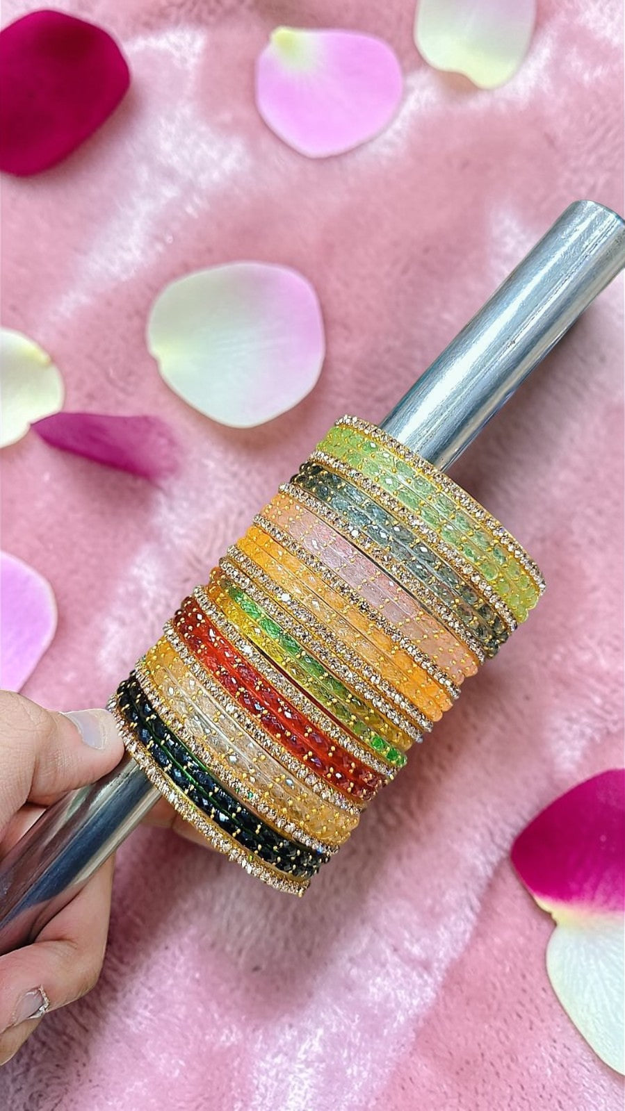 Indian New Glass Gold Stone Bangles with Raindrop Design | Bridal Bangle Set | Traditional Indian Jewellery Bangles Set