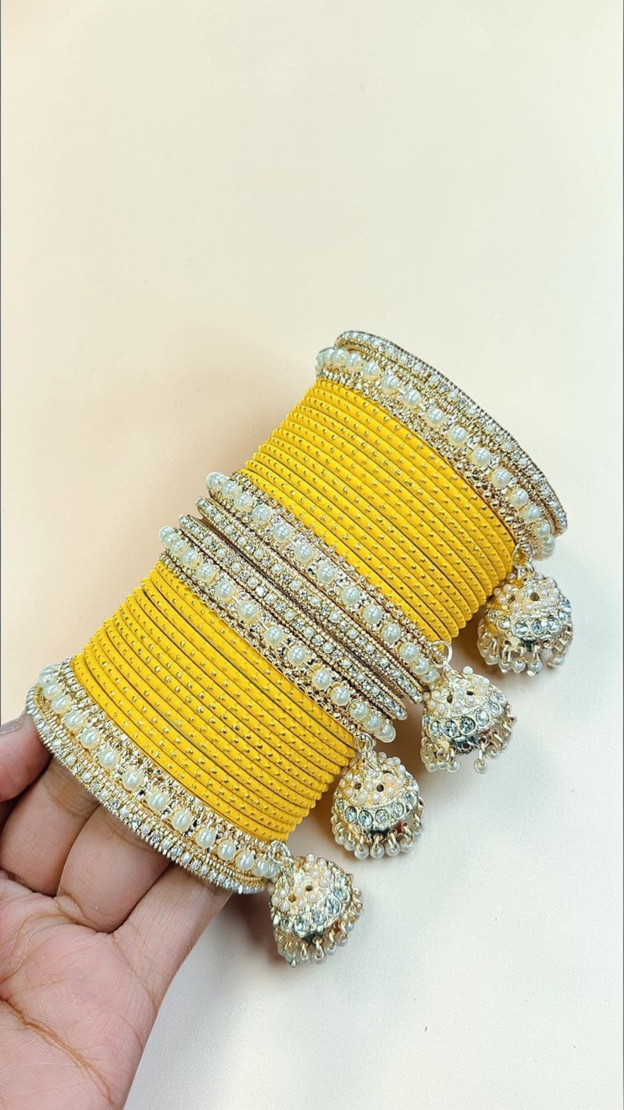 Golden Jhumar Bangle Set with Matte Dotted Bangles Set Bangles | Traditional Indian Bridal & Festive Jhumki Set for Women