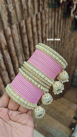 Golden Jhumar Bangle Set with Matte Dotted Bangles Set Bangles | Traditional Indian Bridal & Festive Jhumki Set for Women