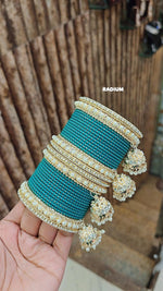 Golden Jhumar Bangle Set with Matte Dotted Bangles Set Bangles | Traditional Indian Bridal & Festive Jhumki Set for Women