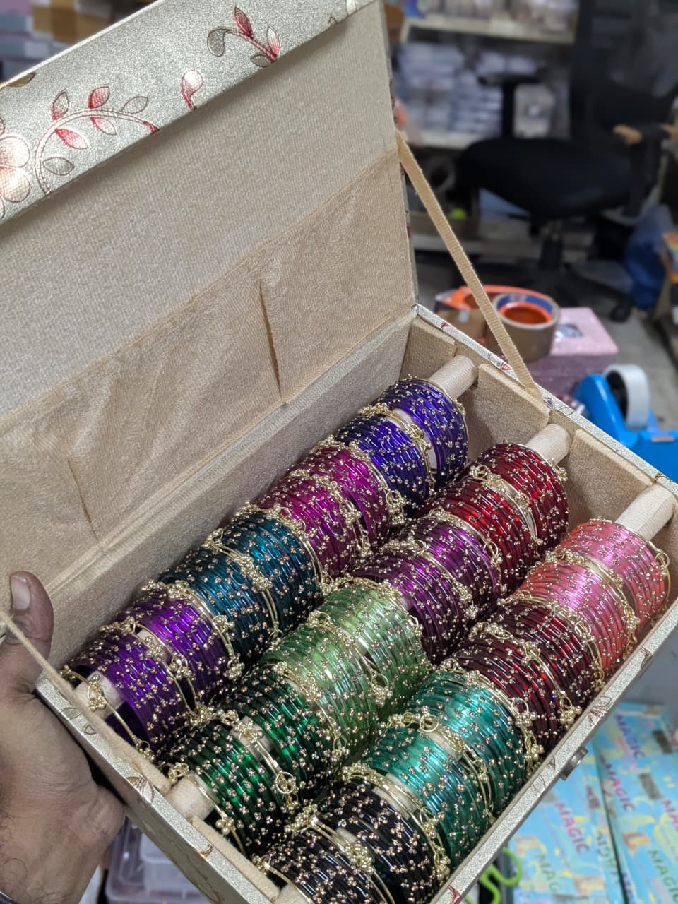 Indian New Kashmiri Ghunghroo Bangles with Raindrop Design | Bridal Bangle Set | Traditional Indian Jewellery Bangles Combo Box Set