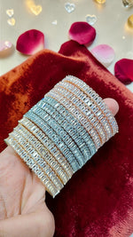 Premium American Diamond Stone Bangles Set for Women – Gold, Silver & Rose Gold Finish | Luxury Bridal & Party Wear AD Bangles