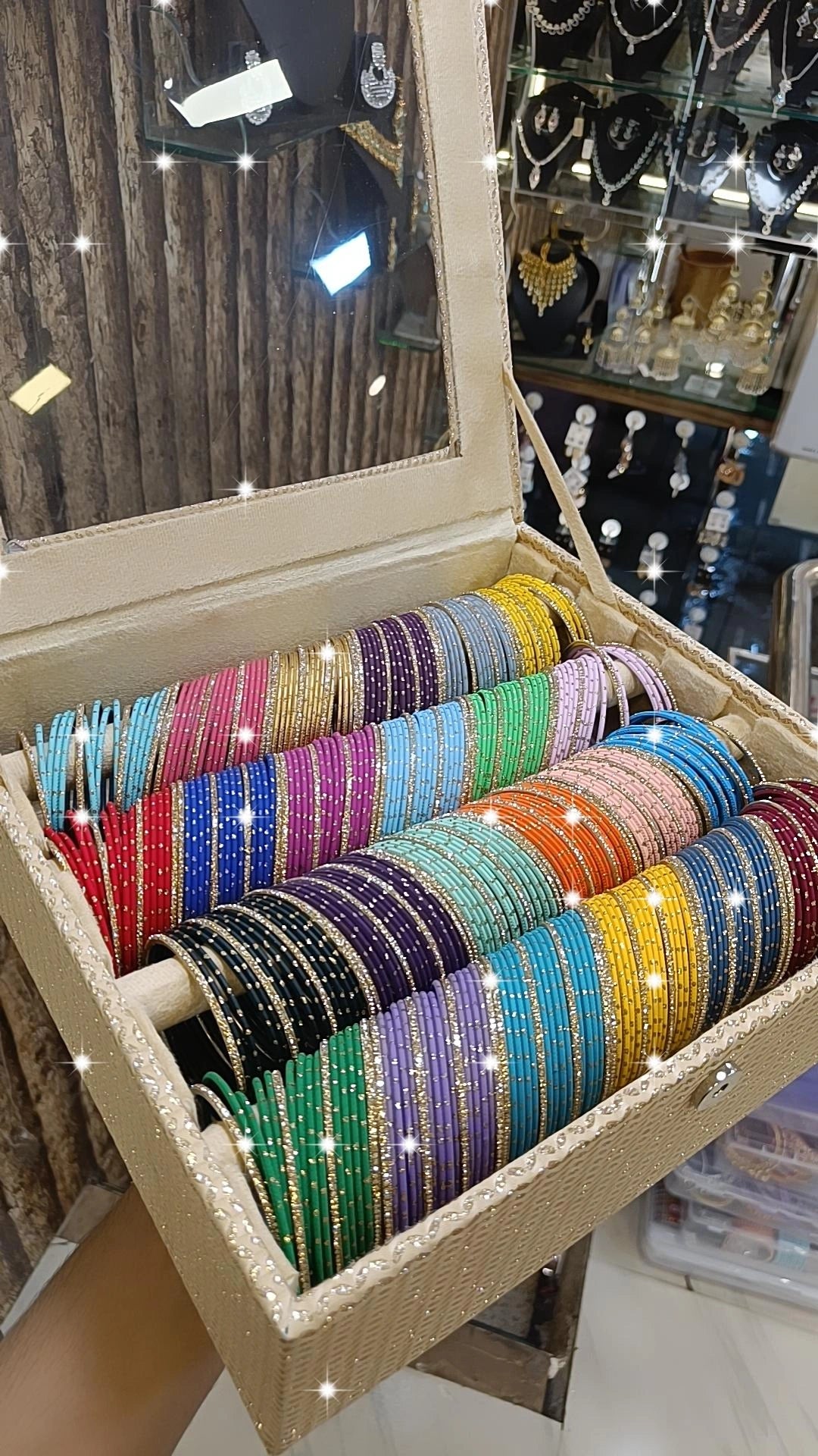 Gold Dotted Bangles Combo Box | Metal & Gold Stone Bangles Set for Women | Traditional Indian Wedding & Festive