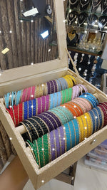 Gold Dotted Bangles Combo Box | Metal & Gold Stone Bangles Set for Women | Traditional Indian Wedding & Festive