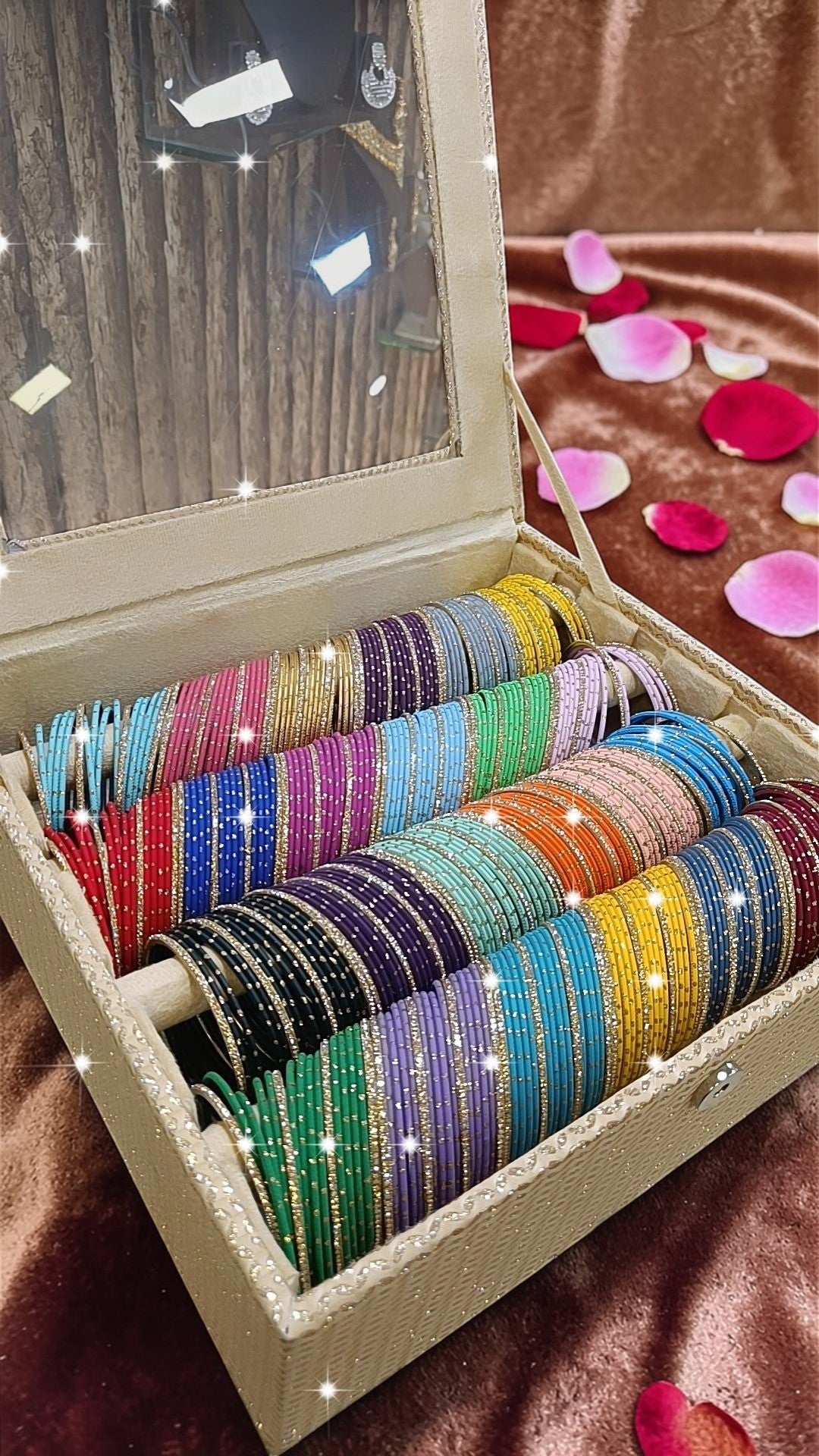 Gold Dotted Bangles Combo Box | Metal & Gold Stone Bangles Set for Women | Traditional Indian Wedding & Festive