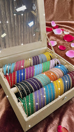 Gold Dotted Bangles Combo Box | Metal & Gold Stone Bangles Set for Women | Traditional Indian Wedding & Festive