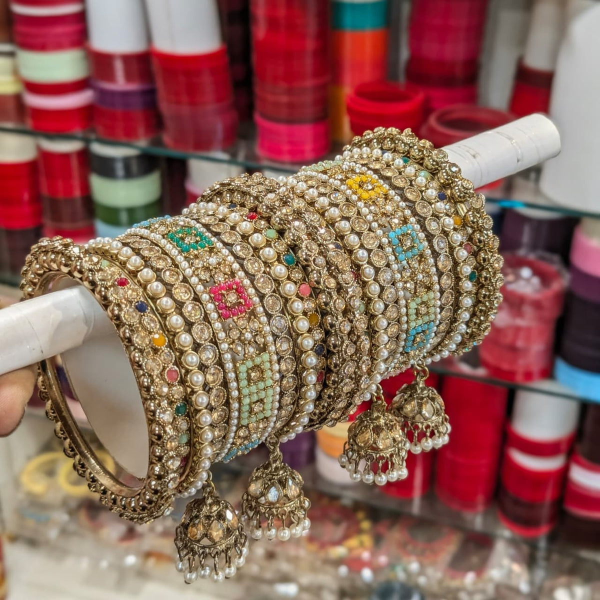 New Copper Multi Bangles Set with Jhumki Traditional Indian Ethnic Jewellery for Women Wedding & Festive Wear