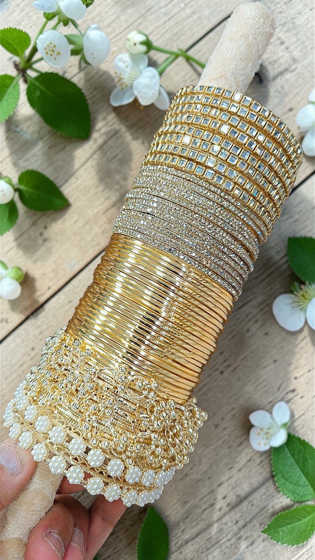 Kashmiri Love Combo Box Bangles Set | Moti Kada, Ghungroo Bangles, Kundan & Golden Shadow Bangles | 2 Dozen Steel Metal Bangles | Bridal & Festive Jewellery Set