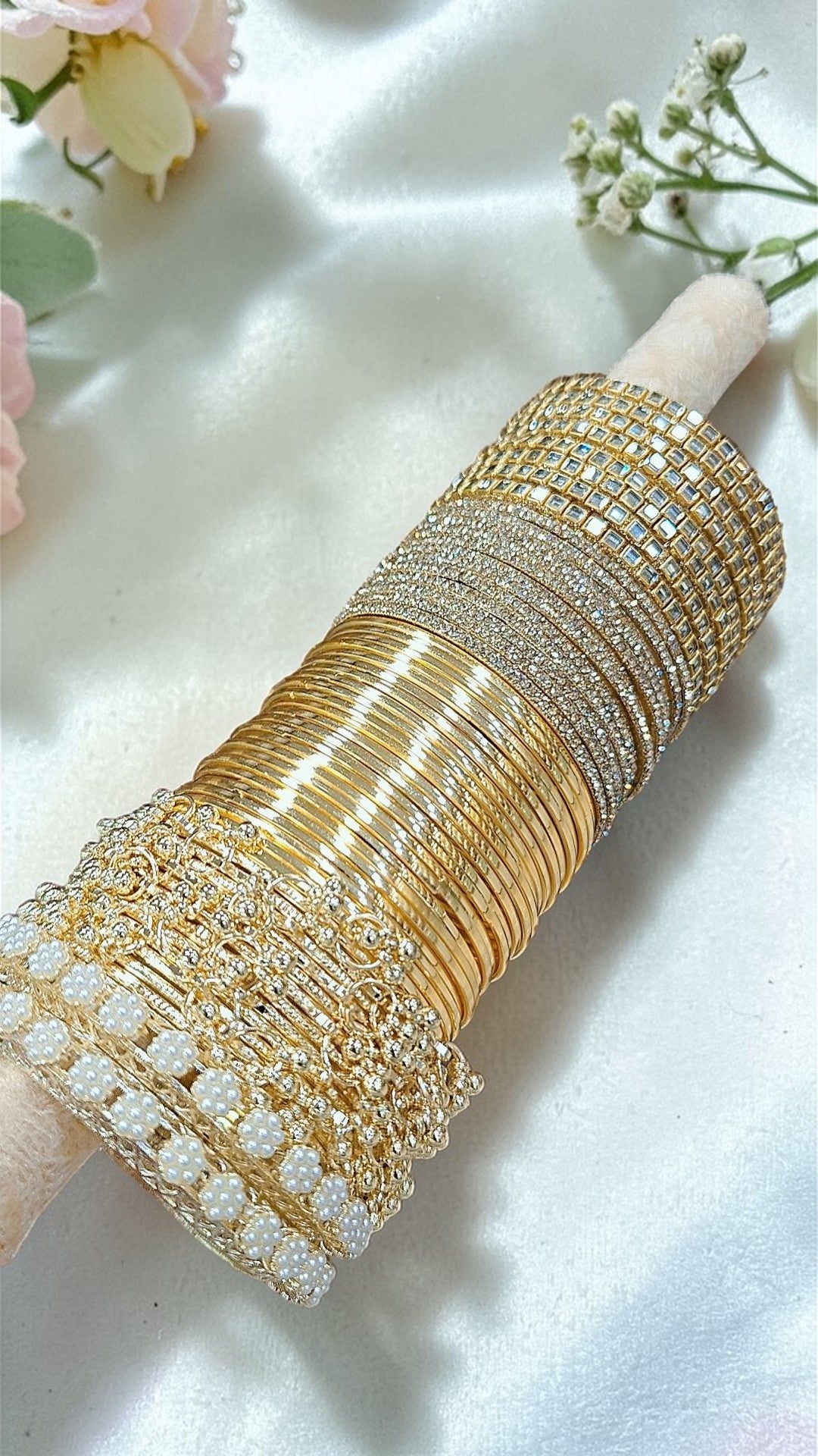 Kashmiri Love Combo Box Bangles Set | Moti Kada, Ghungroo Bangles, Kundan & Golden Shadow Bangles | 2 Dozen Steel Metal Bangles | Bridal & Festive Jewellery Set