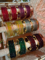 Indian New Kashmiri Ghunghroo Bangles with Flower Design 6 Colour Combo Box | Bridal Bangle Set | Traditional Indian Jewellery Bangles Combo Box Set