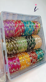 Glass Tikki Jelly Bangles Combo Set (12 Dozen, 12 Colours Box) | Premium Indian Traditional Bangles Collection for Women