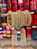 Premium Quality Copper Bangles Set for Women | Luxury Bridal Kada with Pearl Tassel Latkan | Traditional Wedding & Festive Jewelry Collection
