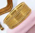 Gold Toned Stone Studded Bridal Bangles Set, Traditional Indian Jewelry, Studded Bangles, Gold Tone Chura Set
