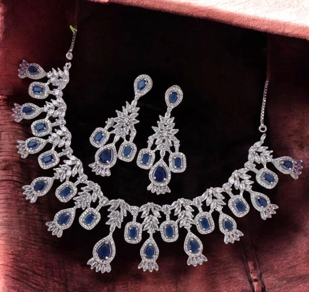 Fabulous Bridal Perfection CZ Choker Earrings Jewelry, CZ Choker Set, Indian Bridal Jewellery Set, AD Necklace Set, CZ Earrings Set, AD Wedding Choker Set, Pakistani AD Choker, Bollywood CZ Jewelry